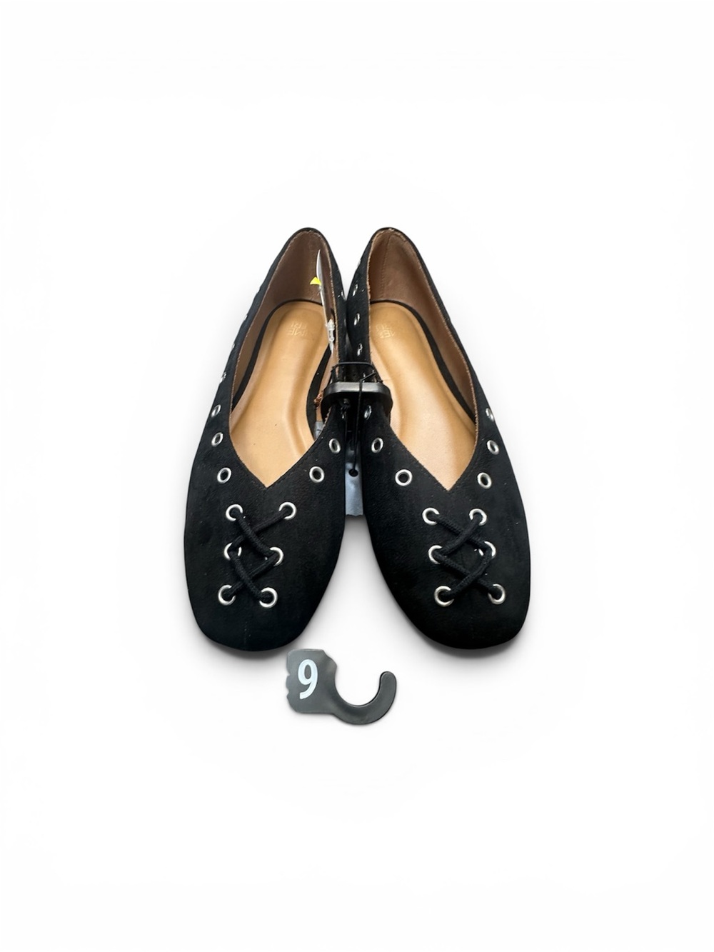 Otherwild Black Lace-Up Ballet Flats Black Suede Grommet Ballet